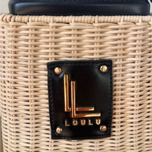 Wicker Loulu Gold Tan Black Woven Handbag Purse with Crossbody Strap - Picture 2 of 9